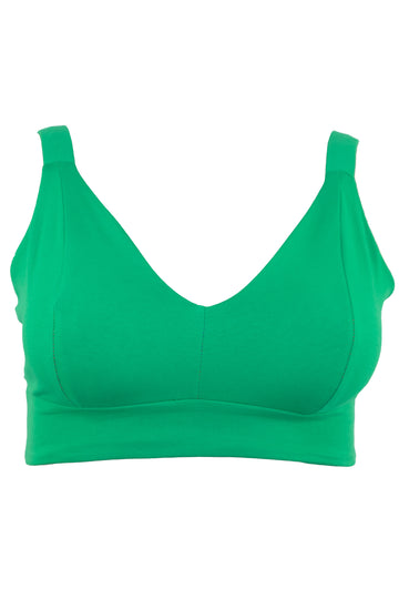 Green organic cotton gender inclusive bra – handmade in Scotland