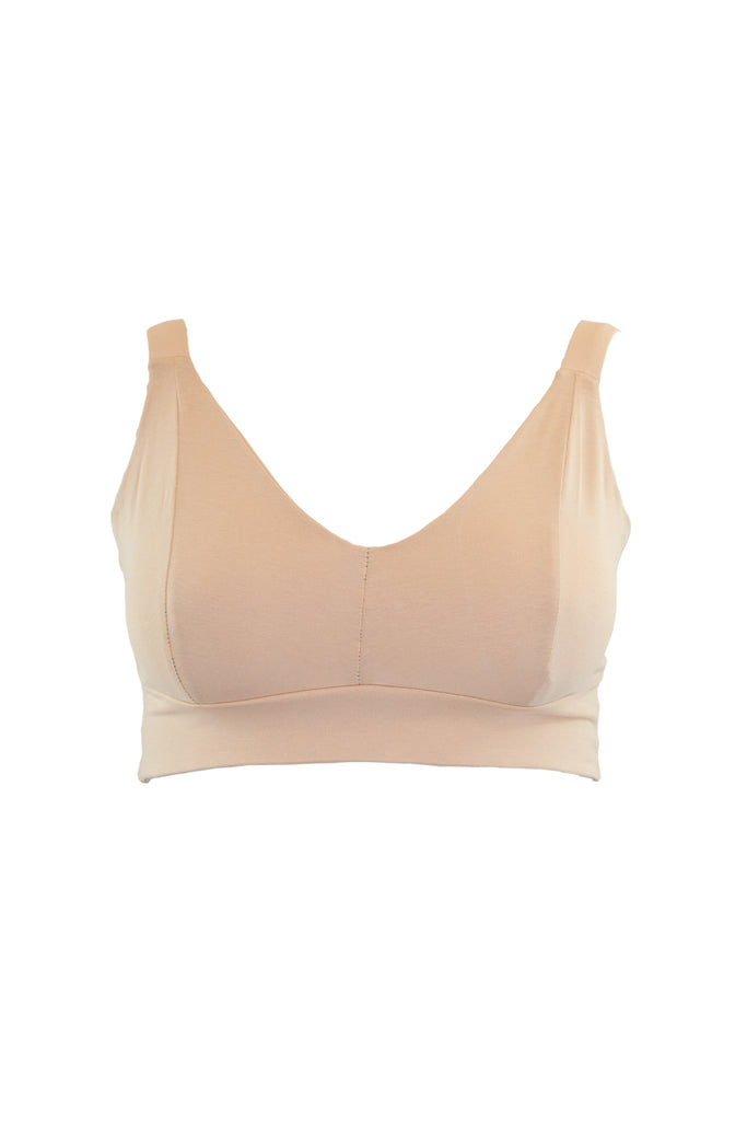 Light nude wireless comfort bra – Wilde Mode organic cotton F to O cup size