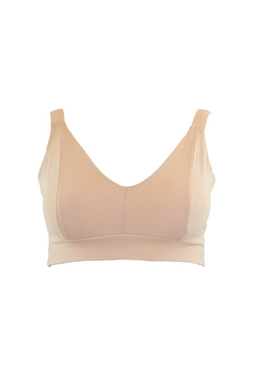 Light nude wireless comfort bra – Wilde Mode organic cotton F to O cup size