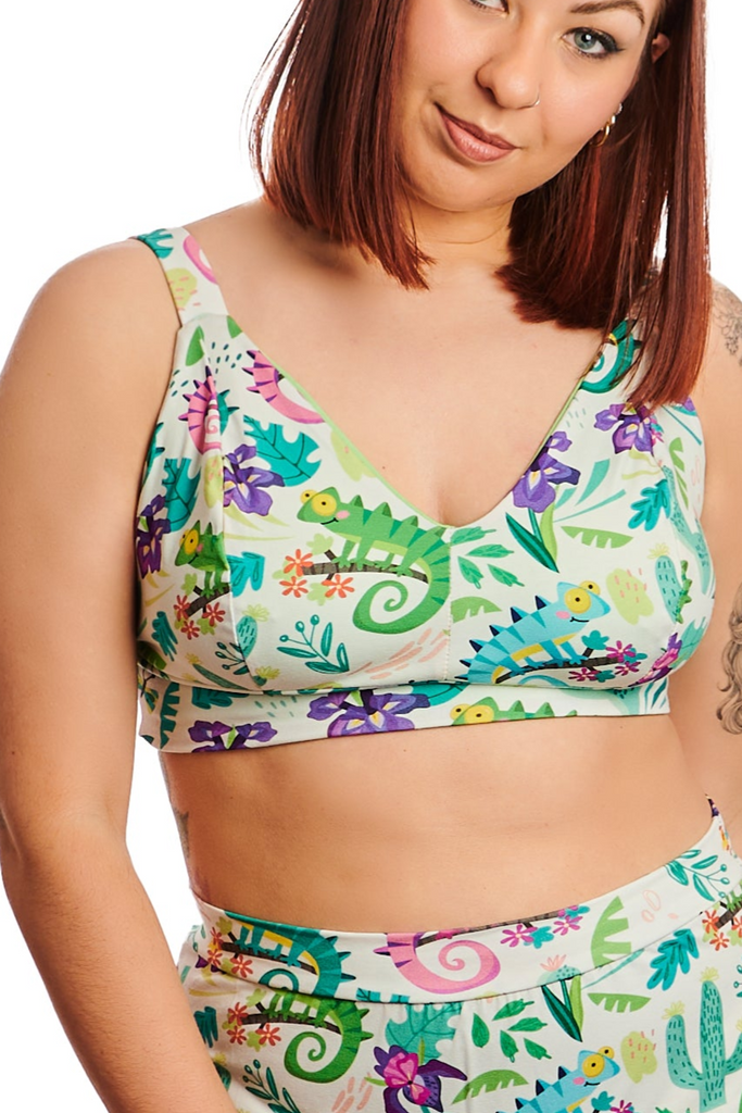 Organic cotton jungle print bra – handmade gender inclusive lingerie
