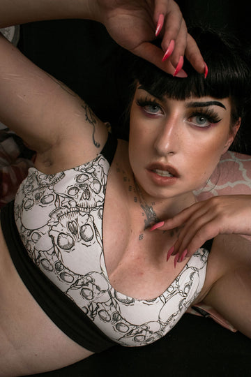 Skulls of the Dead bra – handmade gothic lingerie with organic cotton