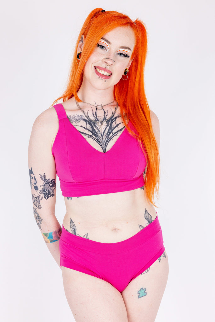 Solid pink cotton bra – handmade gender inclusive sensory-friendly lingerie