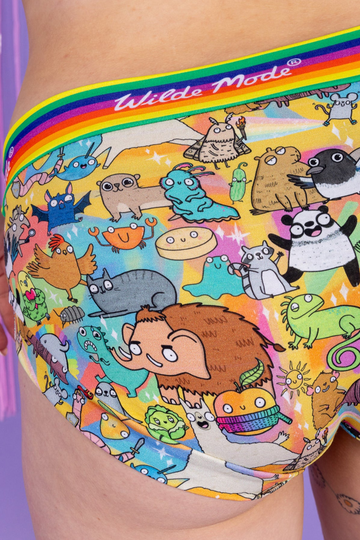 Weird & Wonderful comfort briefs – Wilde Mode x Katie Abey, colourful illustration print