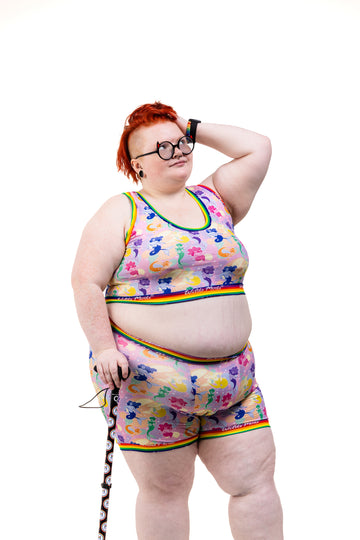 Gender inclusive boxers with pastel merpeople pattern by Laura Gould – Pride 2025 Wilde Mode exclusive

