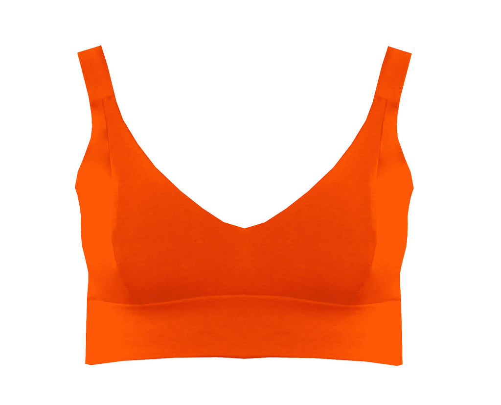 olid orange bra handmade in Scotland – gender inclusive, sensory-friendly