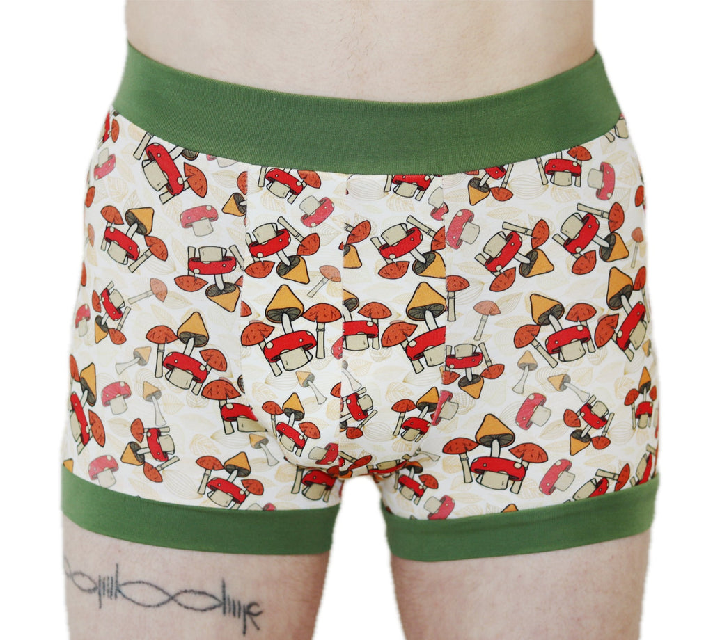 womens boxer shorts, mens boxer shorts - with mushroom print