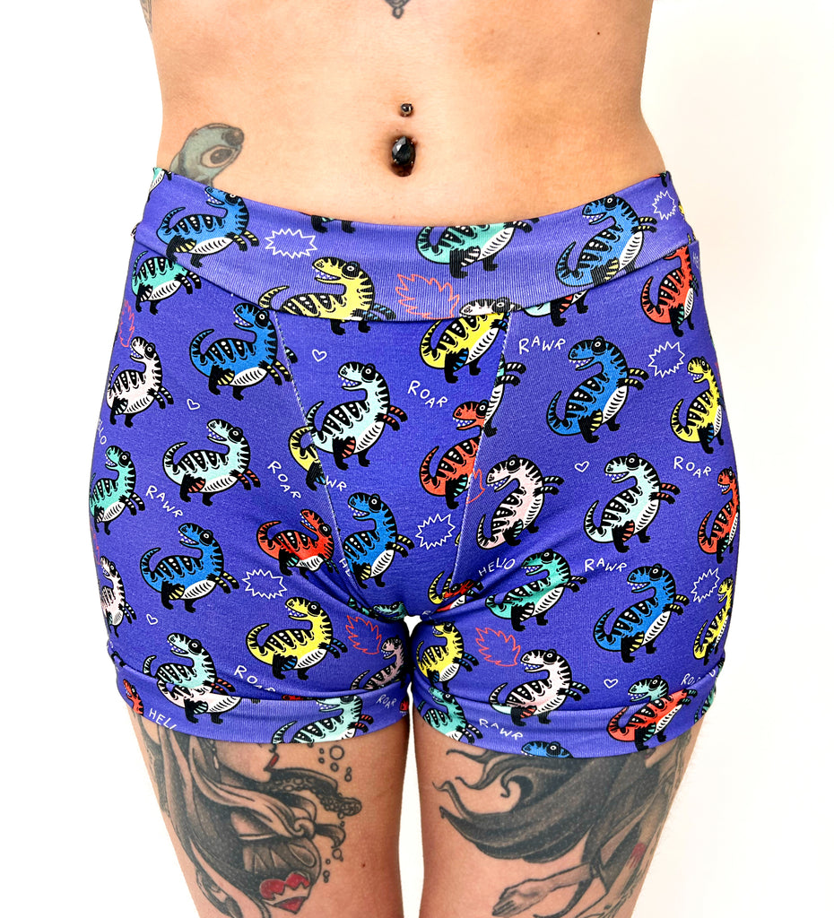 Womens boxer shorts, mens boxer shorts - with dinosaur print